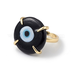 Anello polsino aperto malocchio lampwork&nbsp;RJEW-C051-01G