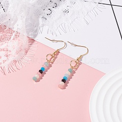 Boucles d'oreilles pendantes en perles de jade blanc naturel&nbsp;EJEW-JE04709-04