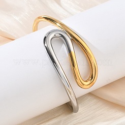 Braccialetti a polsino bicolore in acciaio inossidabile 304 per donna&nbsp;BJEW-F540-01GP