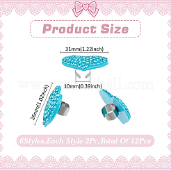 12 pz 6 colori cuore polimero argilla strass stetoscopio ciondolo decorazioni&nbsp;HJEW-MA00011