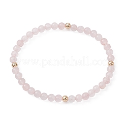 Ensemble de bracelets extensibles en perles de quartz rose naturel et de laiton pour femmes&nbsp;BJEW-JB09663-02