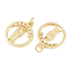 Ciondoli religiosi in ottone micro pavé con zirconi cubici trasparenti&nbsp;CU-CBA9482-01G-12