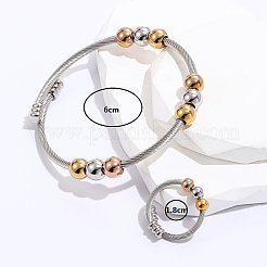 Set di braccialetti e anelli intrecciati in acciaio inossidabile 201&nbsp;GX8915-2
