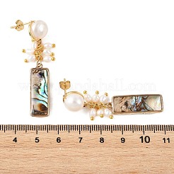 Ohrstecker mit Abalone-Imitation aus Messing und Emaille&nbsp;EJEW-JE07304-01