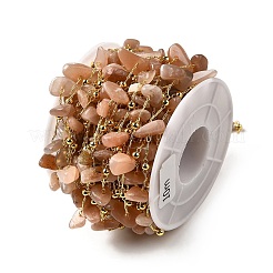 Handgemachte natürliche Sonnenstein-Chip-Perlenketten&nbsp;CHC-F020-09G-06