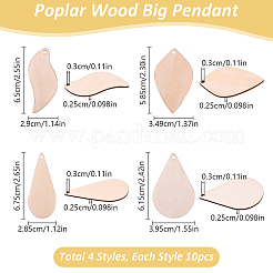 DIY Blatt & Tropfen Pappelholz große Anhänger Schlüsselanhänger Herstellung Kits&nbsp;DIY-YW0011-58