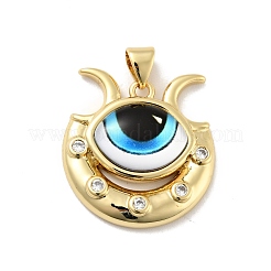 Occhio con luna in ottone micro pavé pendenti in zirconi chiari&nbsp;KK-G419-12G