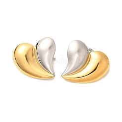 Orecchini a bottone bicolore in acciaio inossidabile 304&nbsp;EJEW-F355-04GP-03