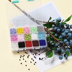 375g 15 Farben Glas Saatperlen&nbsp;SEED-JP0004-02-4mm