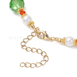 Colliers de perles rondes à facettes en verre et en plastique ABS blanc&nbsp;NJEW-JN05464-02