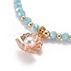 Bracciali di perline di vetro sfaccettato tratto&nbsp;BJEW-JB05487-04