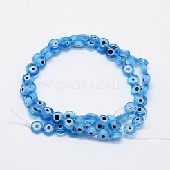 Handmade bösen Blick lampwork flache runde Perle Stränge&nbsp;LAMP-L058-6mm-09