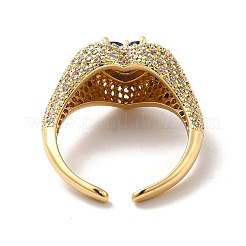 Anello a polsino aperto con cuore in zirconi cubici&nbsp;RJEW-C041-04