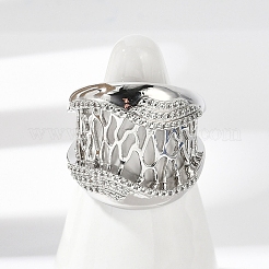 Anillos abiertos de circonita cúbica transparente con micro pavé de latón para mujer&nbsp;RJEW-A059-05P