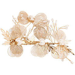 Haarspangen aus Legierung mit Blumen-Alligator-Muster aus Kunststoff mit Perlen&nbsp;OHAR-WH20010-05G