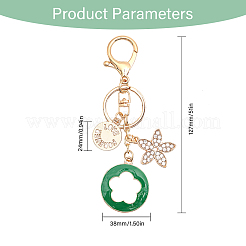 4 Stück Schlüsselanhänger mit Strass-Emaille-Blumenanhänger und Legierungsanhänger in 4 Farben&nbsp;KEYC-GL0001-08