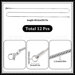 12 collier à chaîne serpent ronde en acier inoxydable 304&nbsp;NJEW-SC0001-05