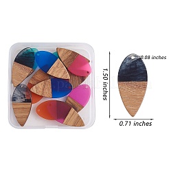 16 pièces 8 styles pendentifs en résine transparente et bois de noyer&nbsp;RESI-SZ0001-84