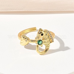 Anillos abiertos de acero inoxidable 304 con circonita cúbica para mujer&nbsp;RJEW-Z122-02G-05