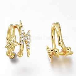Messing Micro Pave klare Zirkonia Manschette Ohrringe&nbsp;ZIRC-I049-26G