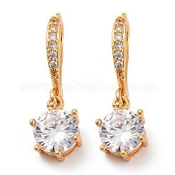 Orecchini a cerchio in ottone con zirconi cubici chiari micro pavè&nbsp;EJEW-K300-32G