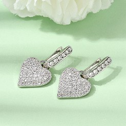 Boucles d'oreilles créoles pendantes en laiton serties de micro-pavés de zirconiums cubiques&nbsp;EJEW-G471-15P