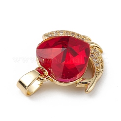 Colgantes de circonio cúbico micro pavé de latón chapado en oro real de 18k&nbsp;KK-C015-28G-09