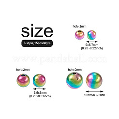 45 pièce de 3 perles en acier inoxydable 304 avec placage ionique (IP)&nbsp;STAS-CD0001-26