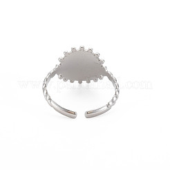 Anello polsino aperto piatto rotondo in acciaio inossidabile 304 anti-ossidazione con lettera iniziale per uomo e donna&nbsp;RJEW-S405-246P-V