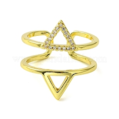 Offener Manschettenring aus Messing mit Mikropavé-Kubikzirkonia&nbsp;RJEW-K256-09G
