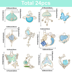 24 Stück Anhänger aus Legierung mit Strass und Emaille&nbsp;FIND-SC0020-59