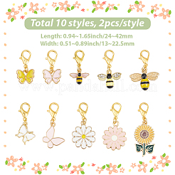 20 stücke 10 arten bienen blume schmetterling legierung emaille anhänger dekorationen&nbsp;HJEW-BM0001-17