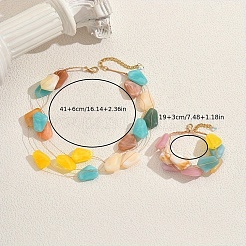Armband- und Halsketten-Set mit Harznuggets-Perlen im Bohemian-Urlaubsstil für Damen&nbsp;RX2364