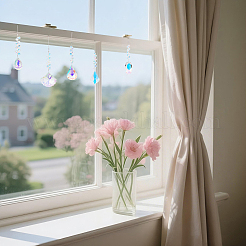 6 Stück 6 Stile Tropfen- und ovale Glas-Sonnenfänger zum Aufhängen.&nbsp;HJEW-FH00201