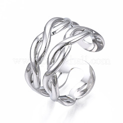 Bague ouverte torsadée en acier inoxydable 304 anti-ternissement&nbsp;RJEW-T023-06P