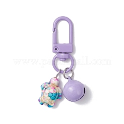 6 ciondolo a forma di campana in ferro e turchese sintetico a forma di tartaruga&nbsp;HJEW-JM04262