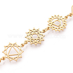 Armbänder aus Messing mit Chakra-Symbolen für Damen&nbsp;BJEW-N039-01G