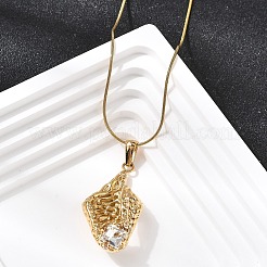 Colliers pendentifs en forme de feuille en acier inoxydable 304 avec verre transparent&nbsp;NJEW-G184-06G