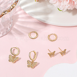 Messing Micro Pave klare Zirkonia Ohrring-Sets&nbsp;EJEW-BBC0001-85