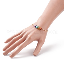 Pierres naturelles mélangées et bracelet jonc de perles&nbsp;BJEW-JB08459