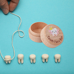 1 scatola portaoggetti rotonda in legno per conservare i denti da latte&nbsp;CON-GO0001-01