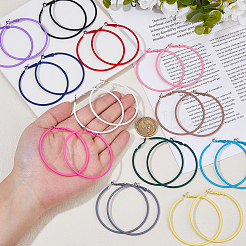 12 paire de boucles d'oreilles créoles en alliage bicolore&nbsp;EJEW-DC0001-43