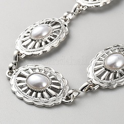 Chaînes de taille à maillons ovales en alliage et ABS imitation perle&nbsp;AJEW-WH0606-026P