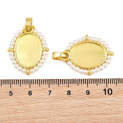Ciondolo con cabochon in ottone e plastica ABS con perle&nbsp;PL-CBA6A75-09B-G