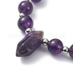 Pulseras con cuentas redondas y balas de piedras preciosas naturales mixtas&nbsp;BJEW-JB09540