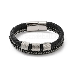 Pulseras de cuero trenzado de varias vueltas&nbsp;BJEW-Z081-15P