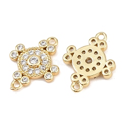 Breloques connecteurs en croix en laiton pavé de zircones cubiques transparentes&nbsp;KK-L251-10G