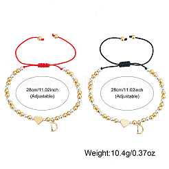 2 Stück Messing-Armband-Set mit Anhängern des Anfangsbuchstabens D&nbsp;GM5695-3