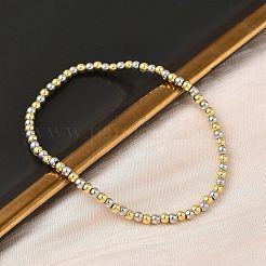 Stretch-Armbänder aus Messing mit runden Perlen für Männer und Frauen&nbsp;BJEW-B148-05A-PG