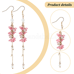 3 paio di orecchini pendenti con nappe a forma di fiore in lega bicolore per donna&nbsp;EJEW-AN0002-80